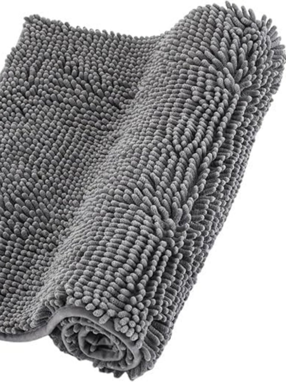 Chenille Bathroom Rugs Non Slip Bath Bathroom Accessories (Dark Grey, 16" x 24")